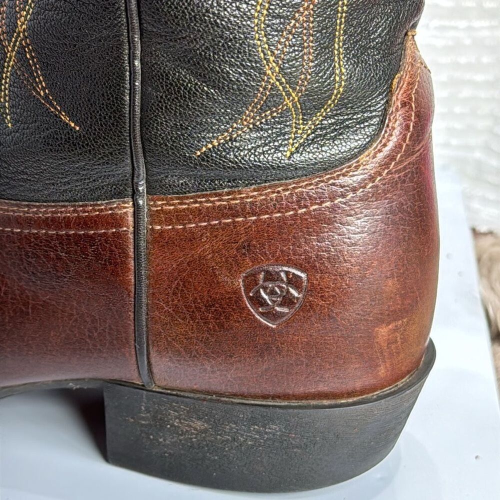 (F) Ariat Men's Comeback Round Toe Western Boots Brown & Black 10016364 - Picture 5 of 15